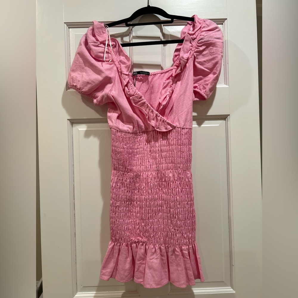 Pink Ruffled Smocked Dress